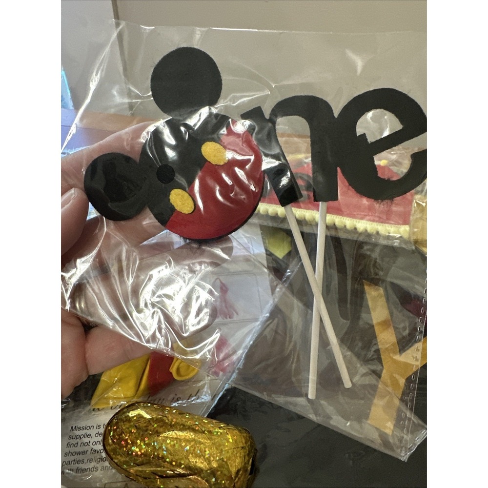 1st Birthday Cartoon Mouse Decorations - Banners, Balloons, Door Hanger, Crown..
